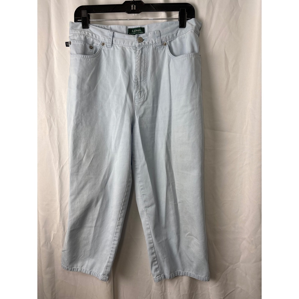 Lauren Ralph Lauren Womens Light Blue Denim Capri Pants Size 12 High Rise Crop